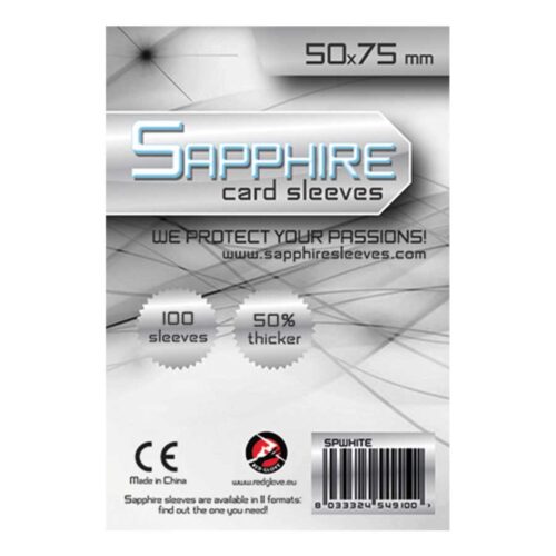 Sapphire Card Sleeves - 100 Sleeves - SPWHITE - 50 x 75 mm