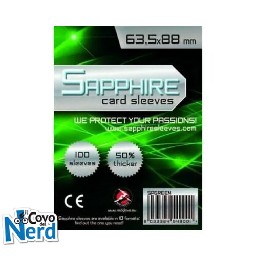 Sapphire Card Sleeves - 100 Sleeves - SPGREEN - 63,5 x 88 mm
