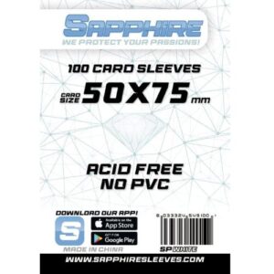 Sapphire Card Sleeves - 100 Sleeves - SPWHITE - 50 x 75 mm