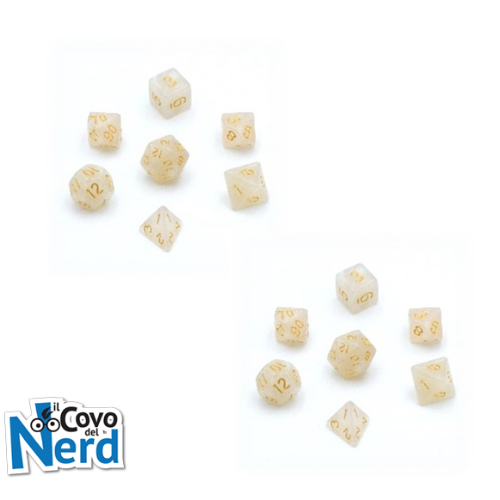 Set 7 Dadi D&D Effetto Metallizzato Bianco