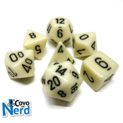 Set 7 Dadi Opaque Ivory w/Black