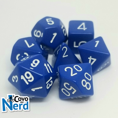 Set 7 Dadi Opaque Blue w/White