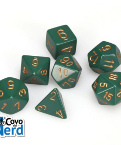 Set 7 Dadi Opaque Dusty Green w/Gold