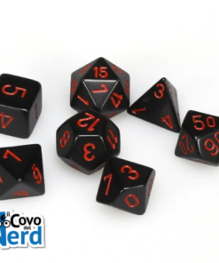 Set 7 Dadi Opaque Black w/Red