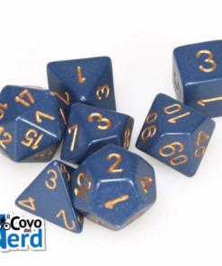 Set 7 Dadi Opaque Dusty Blue w/Gold