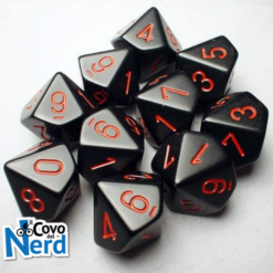 Set 10 Dadi d10 Opaque Black w/Red