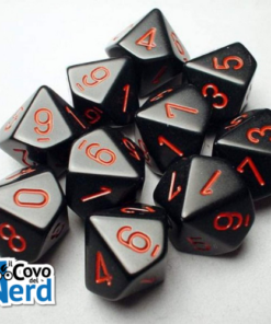 Set 10 Dadi d10 Opaque Black w/Red