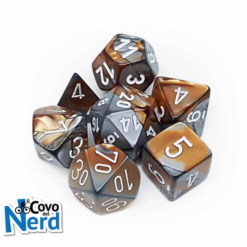 Set 7 Dadi Gemini Copper-Steel w/White