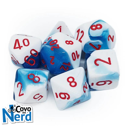 Set 7 Dadi Gemini Astral Blue-White w/Red