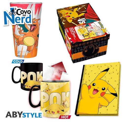 Pokémon Gift Set premium Large Glass + Mug HC + notebook Pikachu ABYPCK247