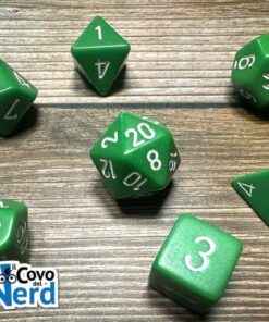 Set 7 Dadi Opaque Green w/White - Chessex 25405