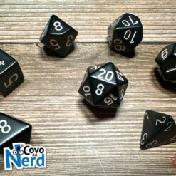 Set 7 Dadi Opaque Black w/White - Chessex 25408