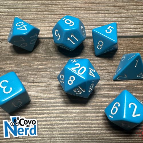 Set 7 Dadi Opaque Light Blue w/White - Chessex 25416