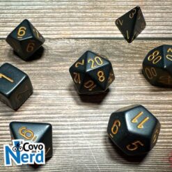 Set 7 Dadi Opaque Black w/Gold - Chessex 25428