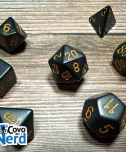 Set 7 Dadi Opaque Black w/Gold - Chessex 25428