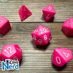 Set 7 Dadi Opaque Pink w/White - Chessex 25444