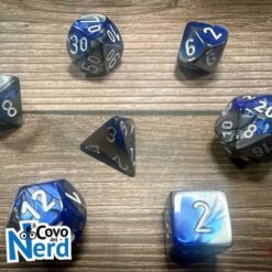 Set 7 Dadi Gemini Blue-Steel w/White - Chessex 26423