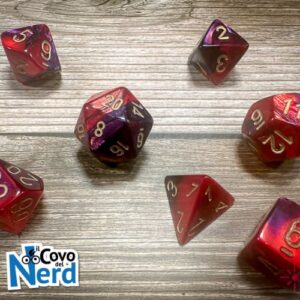 Set 7 Dadi Gemini Purple-Red w/Gold - Chessex 26426