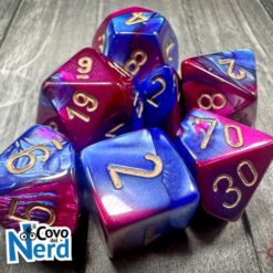 Set 7 Dadi Gemini Purple-Blue w/Gold - Chessex 26428