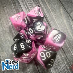 Set 7 Dadi Gemini Black-Pink w/White - Chessex 26430