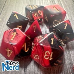 Set 7 Dadi Gemini Black-Red w/Gold - Chessex 26433