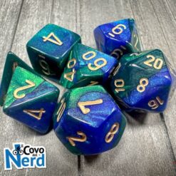 Set 7 Dadi Gemini Blue-Green w/Gold - Chessex 26436