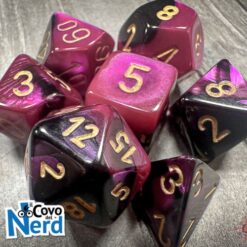 Set 7 Dadi Gemini Black-Purple w/Gold - Chessex 26440