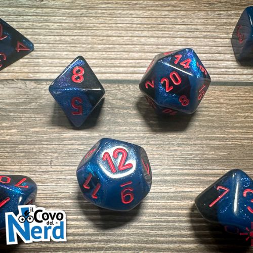 Set 7 Dadi Gemini Black-Starlight w/Red - Chessex 26458
