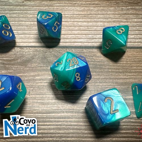 Set 7 Dadi Gemini Blue-Teal w/Gold - Chessex 26459