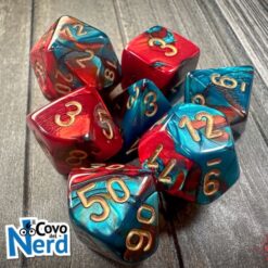 Set 7 Dadi Gemini Red-Teal w/Gold - Chessex 26462