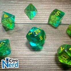 Set 7 Dadi Gemini Translucent Green-Teal w/Yellow - Chessex 26466