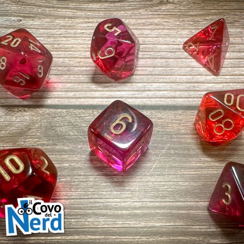Set 7 Dadi Gemini Translucent Red-Violet w/Gold - Chessex 26467