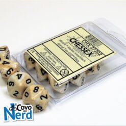 Set 10 D10 Marble Ivory w/Black- Chessex 27202