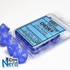 Set 10 D10 Frosted Blue w/White - Chessex 27206