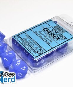 Set 10 D10 Frosted Blue w/White - Chessex 27206