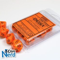 Set 10 D10 Vortex Orange w/Black - Chessex 27233