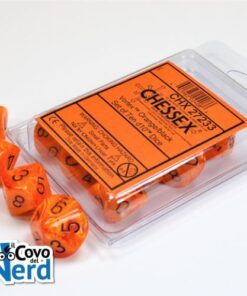 Set 10 D10 Vortex Orange w/Black - Chessex 27233