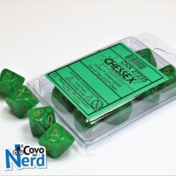 Set 10 D10 Vortex Green w/Gold - Chessex 27235