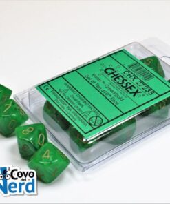 Set 10 D10 Vortex Green w/Gold - Chessex 27235