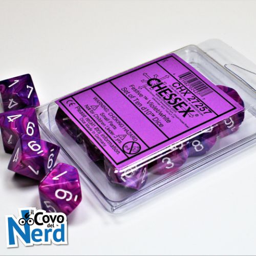 Set 10 D10 Festive Violet w/White - Chessex 27257