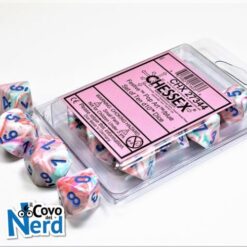 Set 10 D10 Festive Pop Art w/Blue - Chessex 27344