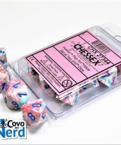 Set 10 D10 Festive Pop Art w/Blue - Chessex 27344