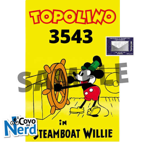 Topolino 3543 Con Francobollo in Metallo di Steamboat Willie