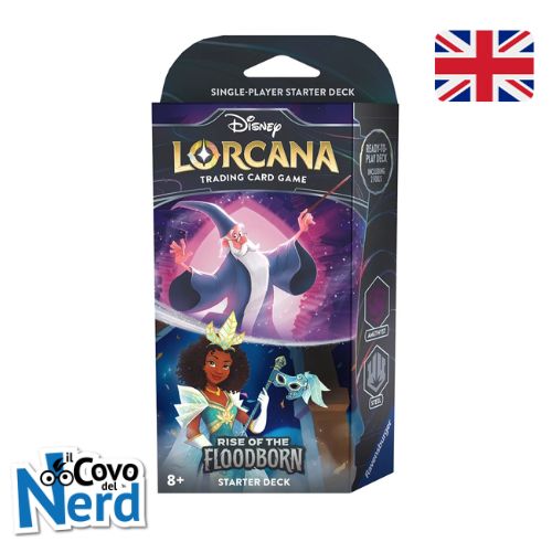 Disney Lorcana Amethyst/Steel Starter Deck: Merlino & Tiana - Rise of the Floodborn - ENG