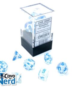 Set 7 Mini Dadi Borealis Icicle/light blue Luminary - Chessex 20581