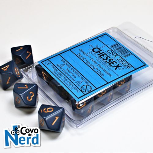 Set 10 D10 Opaque Dusty Blue/copper - Chessex 25226