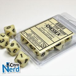 Set 10 D10 Opaque Ivory/black - Chessex 26200