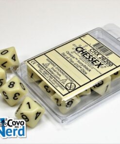 Set 10 D10 Opaque Ivory/black - Chessex 26200