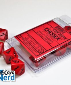 Set 10 D10 Opaque Red/black - Chessex 26214