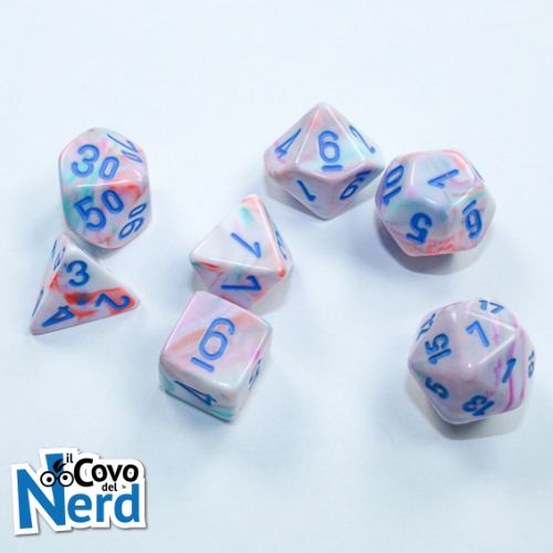 Set 7 Mini Dadi Festive Pop Art/blue - Chessex 20544